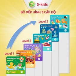 Thumbnail Đồ chơi xếp hình S-kids, Bộ sách puzzle thông minh 3 hình cho bé với mảnh ghép nam châm. 1