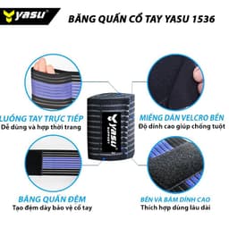 Thumbnail Băng quấn cổ tay thể thao tập gym, tennis, cầu lông bảo vệ và hỗ trợ nẹp cổ tay Yasu 1536 (1 Chiếc) 3