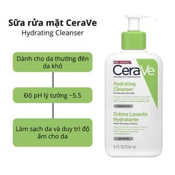 Thumbnail Sữa rửa mặt Cerave Hydrating Cleanser làm sạch sâu dành cho da thường và da khô 88ML/236ML/473ML - AJA'S SKINLAB 1