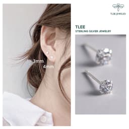 Thumbnail Khuyên tai bạc nữ TLEE nụ đá nhiều size lấp lánh nhỏ xinh TLEE JEWELRY B0206 (1 chiếc) 3