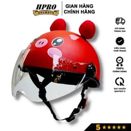Thumbnail Mũ bảo hiểm cho bé Hpro helmet, an toàn cho trẻ em từ 3-8 tuổi, có kính chắn gió, họa tiết heo xinh đáng yêu 2