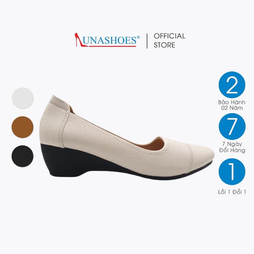 Ảnh Giày trung niên nữ da bò thật LUNASHOES 2303 đế xuồng cao 5p mũi tròn mềm êm chân 1