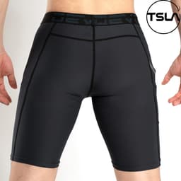 Thumbnail Quần legging nam ngắn giữ nhiệt có túi form ôm thun đùi bó combat tập gym đá bóng rổ TSLA DEL1002 4