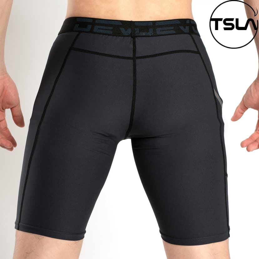 Ảnh Quần legging nam ngắn giữ nhiệt có túi form ôm thun đùi bó combat tập gym đá bóng rổ TSLA DEL1002 4