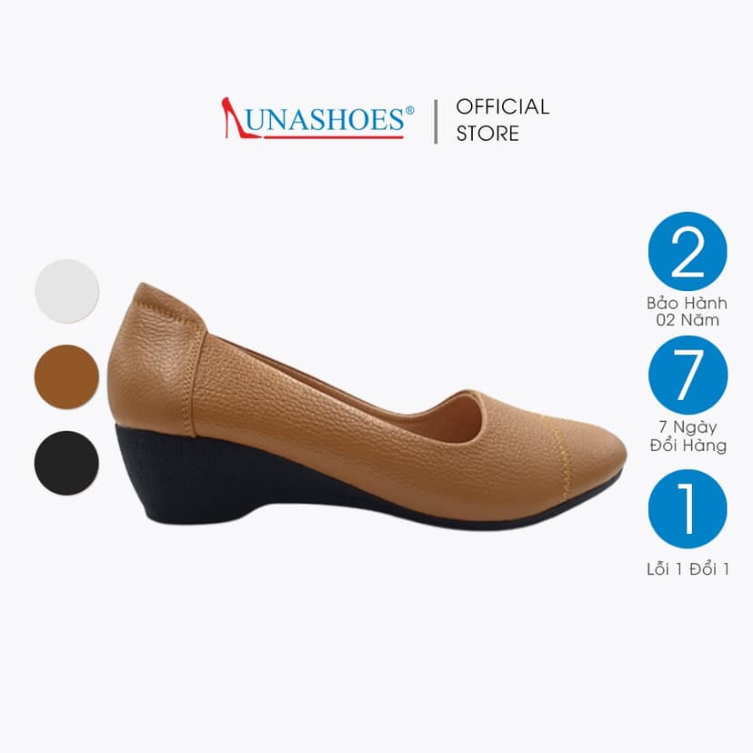 Ảnh Giày trung niên nữ da bò thật LUNASHOES 2303 đế xuồng cao 5p mũi tròn mềm êm chân 2