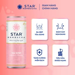 Thumbnail Thùng 12 lon trà STAR KOMBUCHA Vải Kiwi / Lychee (250ml/lon) - Trà lên men vi sinh hỗ trợ tiêu hóa 1