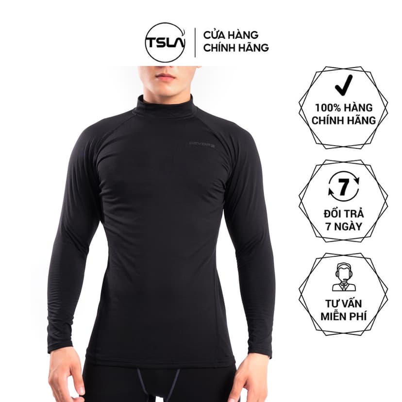 Ảnh Áo giữ nhiệt nam LÓT LÔNG cổ cao vải mềm mịn mỏng thoáng khí co giãn tốt form ôm mặc trong DEL1006 1