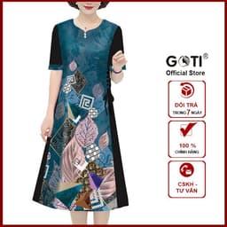 Thumbnail GOTI Đầm Dự Tiệc Trung Niên Cao Cấp Dáng Suông Rộng Eo Bigsize Giấu Bụng Cho Mẹ U50 U60 3336 3