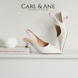 Thumbnail Carl & Ane - Giày cao gót nữ dáng Slingback mũi nhọn phong cách thanh lịch màu kem - CL036 3