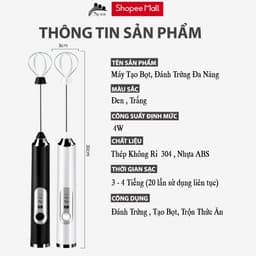 Thumbnail Máy đánh bọt cà phê, Sipanic đánh trứng cầm tay mini không dây đa năng 3 chế độ,pin sạc 1200mAh 3