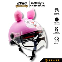 Thumbnail Mũ bảo hiểm trẻ em có kính Hpro helmet, họa tiết cute đáng yêu, có tai ngộ nghĩnh, cho bé từ 3-8 tuổi 2
