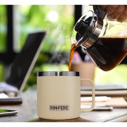 Thumbnail Ly Giữ Nhiệt Cà Phê Có Tay Cầm Nắp Trượt Chống Tràn Rinfere (415ml) 2