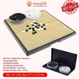 Thumbnail Bộ cờ vây nam châm cỡ lớn 37x37cm kiêm cờ ca rô có bàn là hộp đựng chính hãng Amalife 1