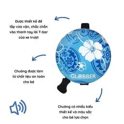 Thumbnail Chuông báo sành điệu cho xe trượt Globber - Xanh Pastel/Họa tiết hoa 1