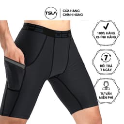 Thumbnail Quần legging nam ngắn giữ nhiệt có túi form ôm thun đùi bó combat tập gym đá bóng rổ TSLA DEL1002 1