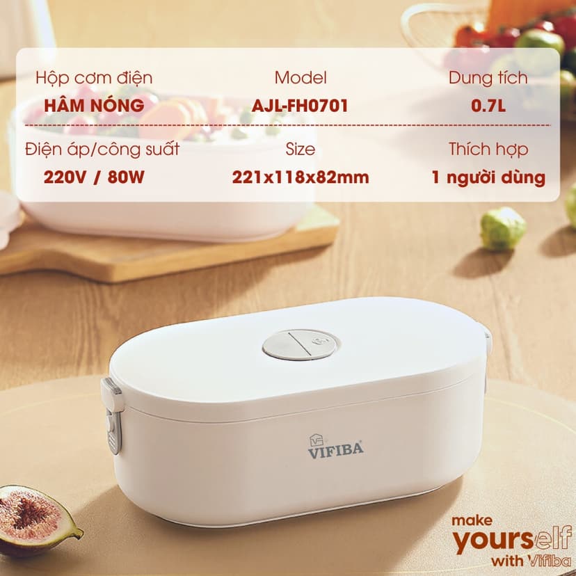 Ảnh Hộp Cơm Cắm Điện Văn Phòng VIFIBA Hâm Nóng và Giữ Nhiệt, có 3 Ngăn, Tay Cầm Dễ Mang Đi 3