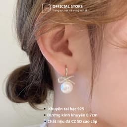 Thumbnail Khuyên Tai Bạc Nữ Dế Bạc 925 Ngoc Trai Nửa Vô Cực Đính Đá Lấp Lánh Hàn Quốc K5271 1