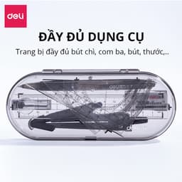 Thumbnail Bộ thước kẻ compa 8 món Deli chuyên dụng cụ học tập cho học sinh eke thước kẻ tẩy chì đồ dung học tập - 9591 4