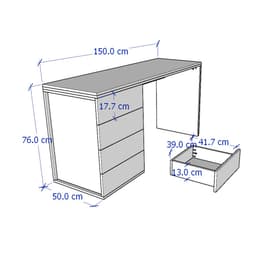Thumbnail GRANDOLA, Bàn làm việc, bàn học, 1 bên tủ DEK_010, 150x50x76cm, bàn gỗ Scandi Home 1