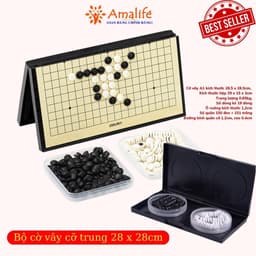 Thumbnail Bộ cờ vây nam châm cỡ trung 28x28cm có bàn là hộp đựng có thể chơi caro chính hãng Amalife 1