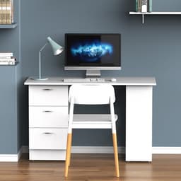 Thumbnail NEVA, Bàn làm việc 3 ngăn tủ kéo kèm kệ sách DEK_062, 120x48x77cm, Scandi Home 4