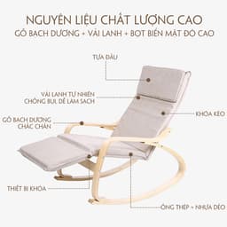 Thumbnail Ghế bập bênh POANG - ghế thư giãn đọc sách, nghe nhạc tích hợp gác chân 1