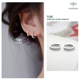Thumbnail Khuyên tai bạc nữ TLEE tròn nạm đá sang trọng TLEE JEWELRY B0124 2