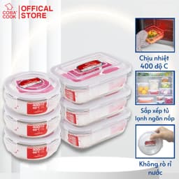 Thumbnail Bộ 6 hộp thủy tinh đựng thực phẩm COBACOOK 3 hình tròn 400ml và 3 chữ nhật 370 ml- CCR4L36 1