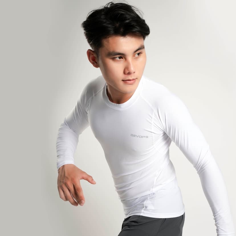 Ảnh Áo giữ nhiệt nam DEVOPS chất poly co giãn mặc lót trong đá bóng rổ work out bơi chạy bộ DET1003 2