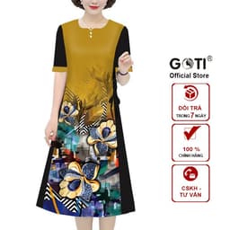 Thumbnail GOTI Đầm Dự Tiệc Trung Niên Cao Cấp Dáng Suông Rộng Eo Bigsize Giấu Bụng Cho Mẹ U50 U60 3336 4