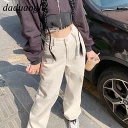 Thumbnail Quần jean Daduhey lưng cao ống rộng thời trang phong cách Hàn Quốc cho nữ 3