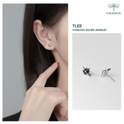 Thumbnail Khuyên tai bạc TLEE mẫu galvin đá đen cá tính TLEE JEWELRY B0264 2