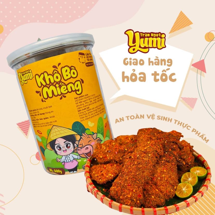 Ảnh Khô bò miếng chua cay Trạm ngọt Yumi đồ ăn vặt thịt chanh ớt thơm ngon 1