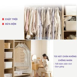 Thumbnail Túi hút chân không chống nhăn DOROTA không cần dùng bơm bảo quản quần áo có móc treo tái sử dụng TCN 2