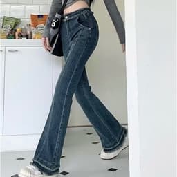 Thumbnail Quần jean Daduhey lưng cao ống loe phong cách retro size lớn thời trang mới cho nữ 3
