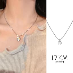 Thumbnail Vòng cổ 17KM mạ bạc mặt trái tim thời trang đơn giản 1