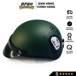 Thumbnail Nón bảo hiểm nửa đầu Hpro Helmet, xốp ép nhiệt, mũ thời trang 1/2 Freesize (55-59cm) tem hình Vô Diện, kèm kín 3