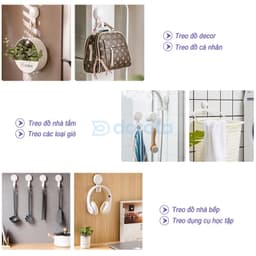 Thumbnail Móc dán tường chịu lực cao cấp DOROTA tái sử dụng nhiều lần tải treo 5kg miếng dính hút chân không chống nước AW554 3
