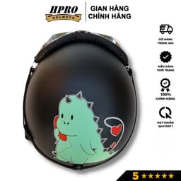 Thumbnail Mũ bảo hiểm xe máy Hpro Helmet thời trang, họa tiết Khủng Long cute, kiểu dáng nửa đầu 1/2 Freesize (55-59cm) 2