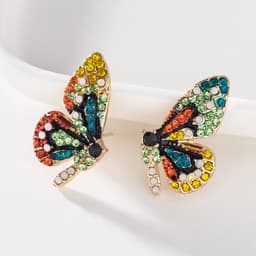 Thumbnail Khuyên tai Pinkdudu PD619 kiểu bướm bằng hợp kim đính đá thời trang Âu Mỹ cho nữ 3
