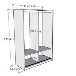 Thumbnail BLAZER, Tủ quần áo 2 cửa lùa WAR_005, 117x55x176cm, tủ đựng quần áo Scandi Home 4