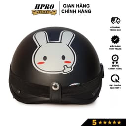 Thumbnail Mũ bảo hiểm xe máy Hpro Helmet thời trang, họa tiết Thỏ trắng đáng yêu, kiểu dáng nửa đầu 1/2 Freesize (55-59cm) 4