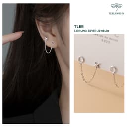 Thumbnail Khuyên tai bạc nữ TLEE x o tua dài cá tính TLEE JEWELRY B0266 1