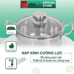 Thumbnail Nồi inox 3 đáy sandwich inox 430 cao cấp Fivestar Standard bếp từ nắp kính (16cm -24cm) 3