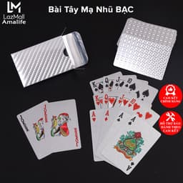 Thumbnail Bài Tây Poker Mạ Nhũ BẠC Cao Cấp Phủ Si BẠC Hãng Amalife – Bộ 54 Lá Bài Pocker Nhựa Dẻo Chống Thấm Nước Chống Gãy 1