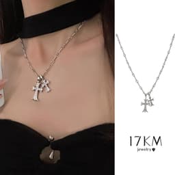 Thumbnail Vòng cổ choker 17KM Y2K mặt thánh giá đính pha lê thời trang 1