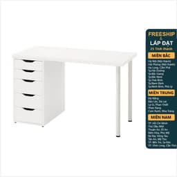 Thumbnail DAISY, Bàn làm việc, bàn học 1 tủ ngăn kéo DEK_003, 120x60x73cm, bàn gỗ Scandi Home 1