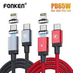 Thumbnail Cáp sạc nhanh FONKEN USB C từ tính PD65W sang type C 27W IOS thích hợp cho iP Samsung 2
