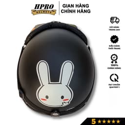 Thumbnail Mũ bảo hiểm xe máy Hpro Helmet thời trang, họa tiết Thỏ trắng đáng yêu, kiểu dáng nửa đầu 1/2 Freesize (55-59cm) 3