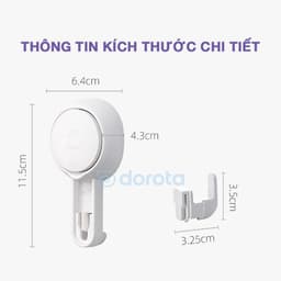 Thumbnail Móc dán tường chịu lực cao cấp DOROTA tái sử dụng nhiều lần tải treo 5kg miếng dính hút chân không chống nước AW554 4
